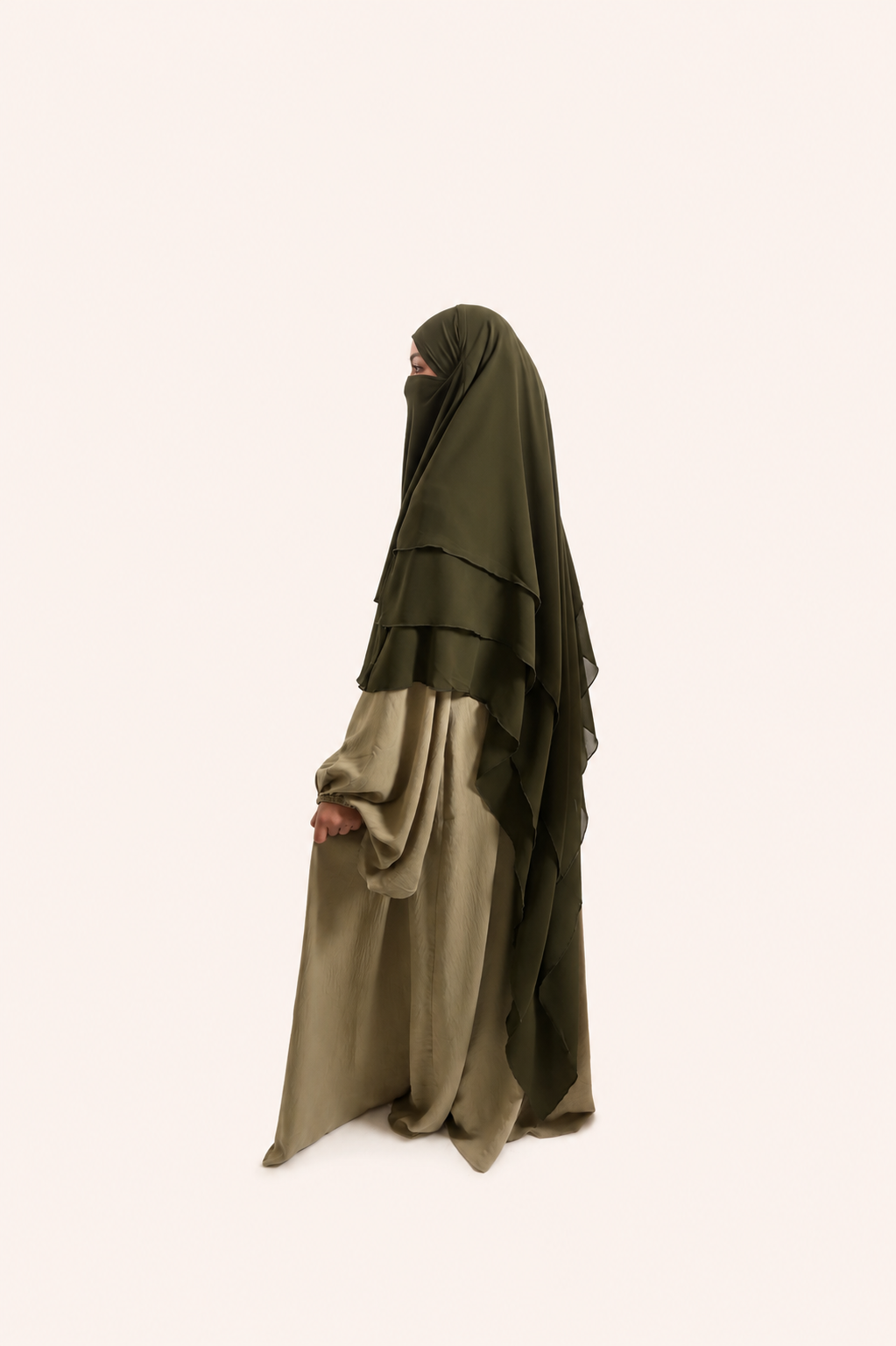 Classic Chiffon Khimar – Armeegrün