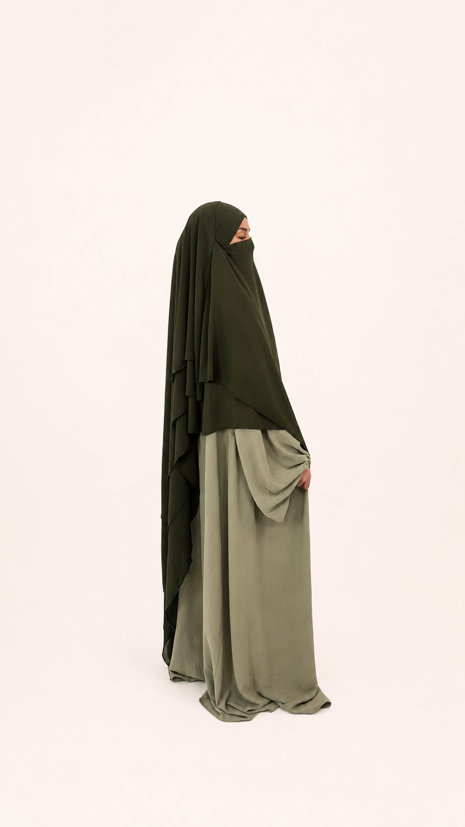 Classic Chiffon Khimar – Armeegrün